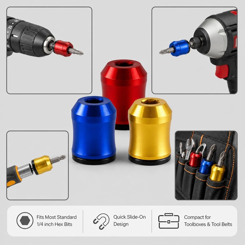 3Pcs Screwdriver Head Magnetic Ring, Strong Alloy Magnetic Screw Ring