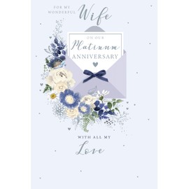 Wife On Our Platinum 70th Flowers Happy Anniversary Card Lovely Verse