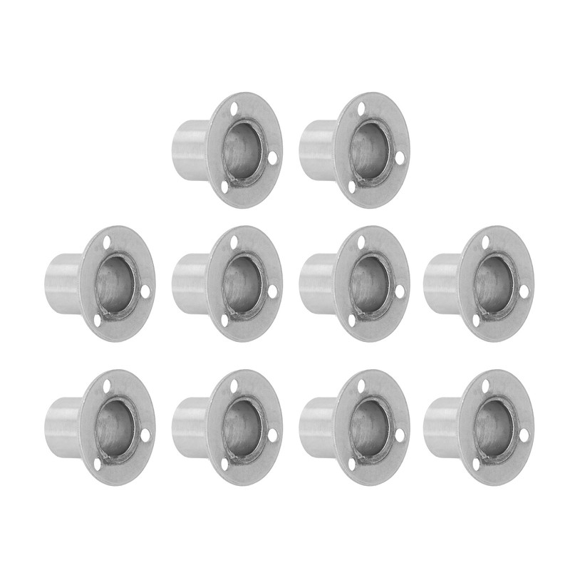 10Set Flanged Holder Base Thicken Stainless Steel Closet Rod Tube