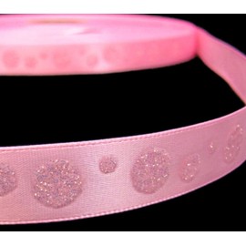1 Pcs 5/8"W Glitter Polka Dot Satin Ribbon Pink 5 Yards, Ribbon for Gift Wrapping | #AA120RK