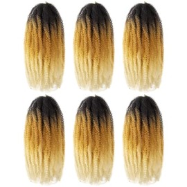 Toyotress Marley Twist Braiding Hair - 18 Inch Ombre Blonde Long Marley Hair For Faux Locs, Afro Kinky Curly Marley Twist Crochet Hair Extensions Synthetic Crochet Braids (18 Inch, OT27/613-6P)
