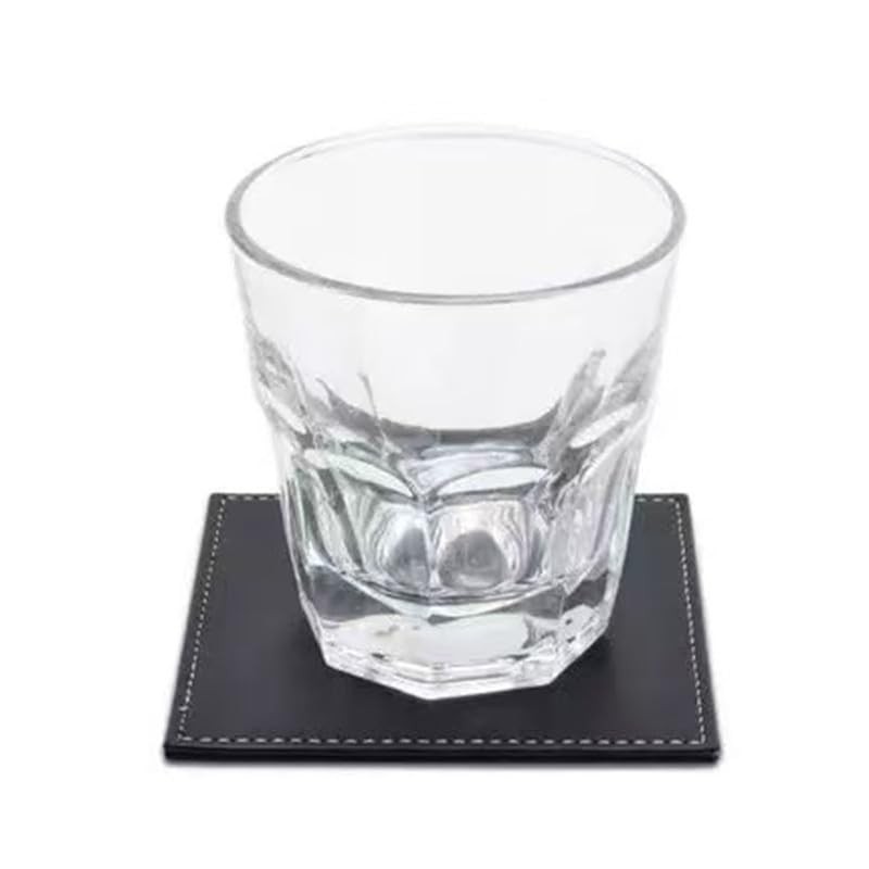 Black Leather Coasters Set in 8pcs,Square Leather Coaster 10cm*10cm,Leather Cup
