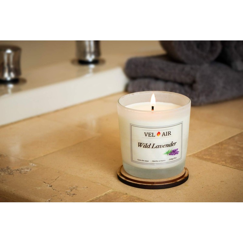 VEL AIR Vela Aromática Lavanda Salvaje (Wild Lavender) Ecologicas. 250