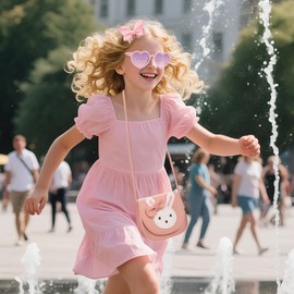 LJCTULY Toddler Bunny Purse - Kids Purses for Girl Age 2-12 - Little Girl Crossbody Bag with Sunglasses - Birthday Gifts for Kids