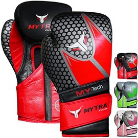 Farabi Sports Mytra Fusion MY TECH Boxing Gloves Synthetic Leather SL1 (Red, 16-oz)