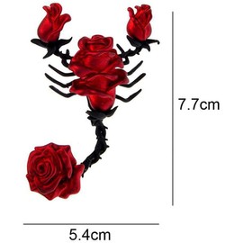 Red Rose Design Scorpion Brooch Ladies Big Enamel Flower Insect Scarf Buckle Jewelry Gift for Women Party