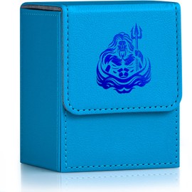 ZLCA Card Deck Box for MTG Cards with 2 Dividers, Card Storage Box Fits 100+ Single Sleeved Cards, PU Leather TCG Card Deck Case Holder for Magic Commander Yugioh (Blue,SeaKing)