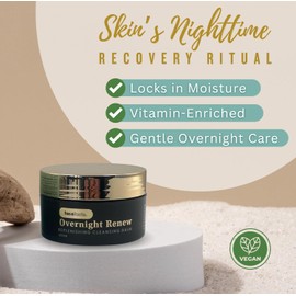 Overnight Renew Luxury Skincare Gift Set, Vegan Night-Time Anti-Ageing Collection with Serums and Creams, Complete Facial Care Kit with Headband