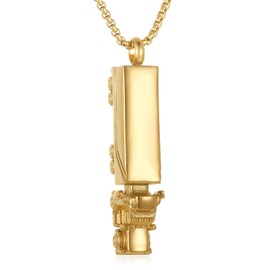 QGJNSGC Urn Necklace for Ashes for Men 18 Wheeler Semi Truck Cremation Jewelry Urn Pendant Keepsake Memorial Locket Necklace for Women Gifts (Gold)