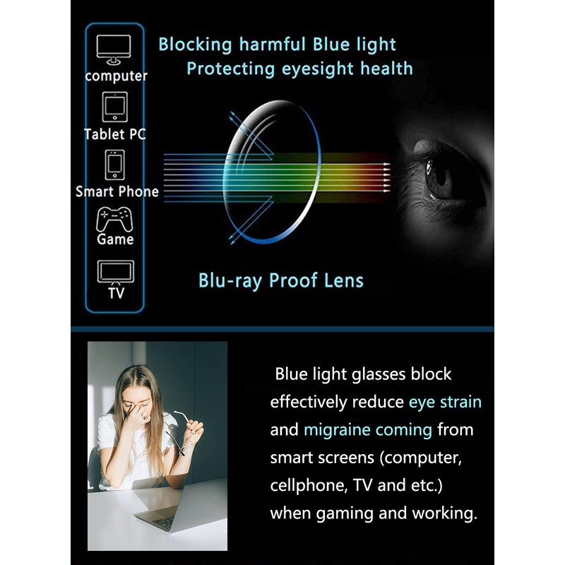Blue Light Blocking Glasses for Women Men Classic Semi Rimless