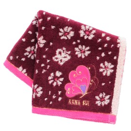 [ANNA SUI] Anna Sui 109482-0010-01 Towel Handkerchief, Butterfly Applique Embroidery (Pink), Women's, Hand Towel, Approx. 9.8 inches (25 cm), Pink