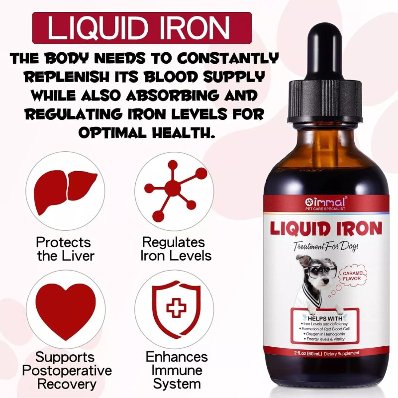 Oimmal Liquid Iron for Dogs Vitamin C & B12,Supports Anemia,