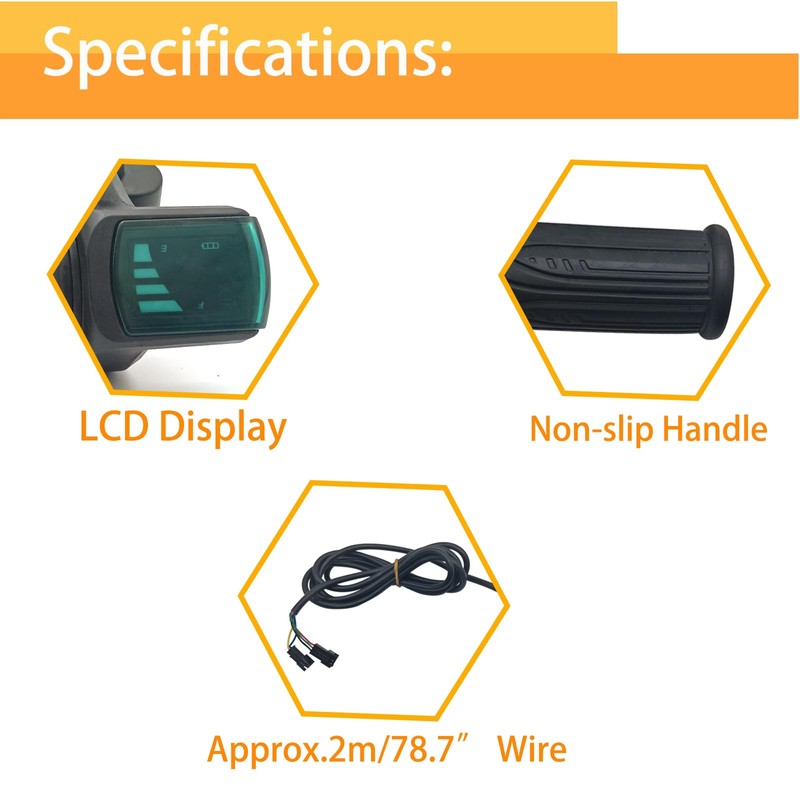 1 Pair E-Bike Throttle Grip with LCD Battery Voltage Display,