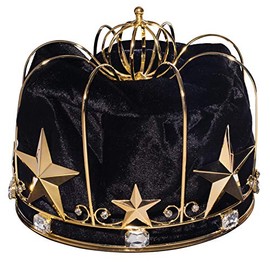 Anderson's Gold Metal Crown with Black Velvet and Clear Rhinestones for King Queen Royalty, King Crown For Prom, Homecoming, School Dance, Costume, Party, Pageant, Event