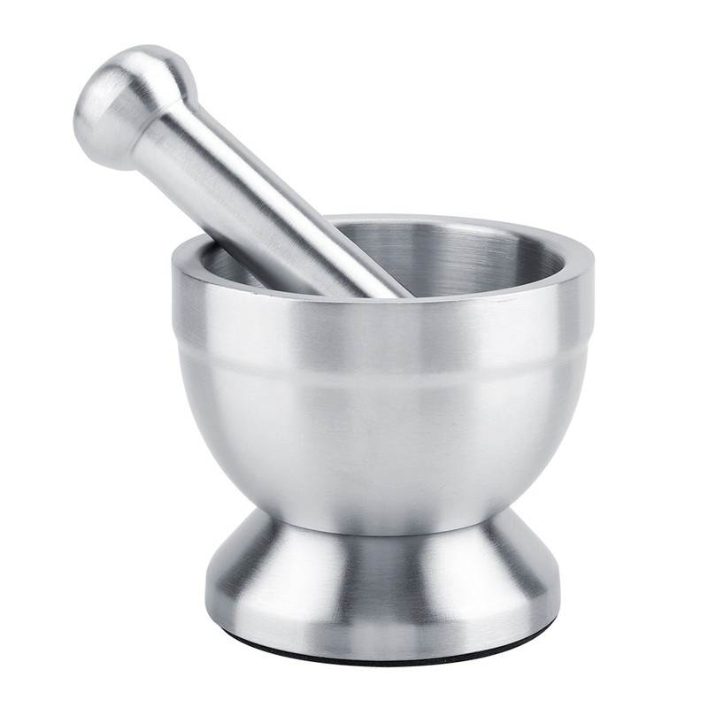 Stainless Steel Mortar Pestle Beans Garlic Spices Foodstuffs Grinder Kitchen