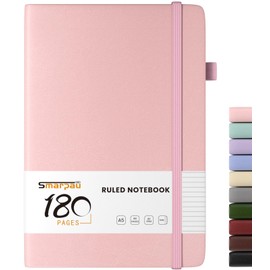 Smarpau Notebook A5, Hardcover Lined Journal with 180 Pages 80gsm Thick Paper, Leather Diary, Journal Notepad for Women and Men for School, Work, Drawing, 14.5 x 21 cm - Pink