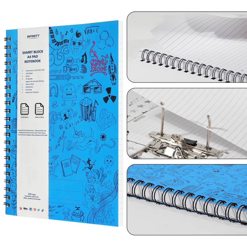 Infinity Lined Wirebound Notebook Spiral Journal Notebook (Pack of 1,