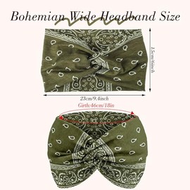 6 Pack Vintage Wide Headbands for Boho Outfits Women, Twisted Hair Bands for Women's Hair Large African Hair Wrap for Boho Dresses