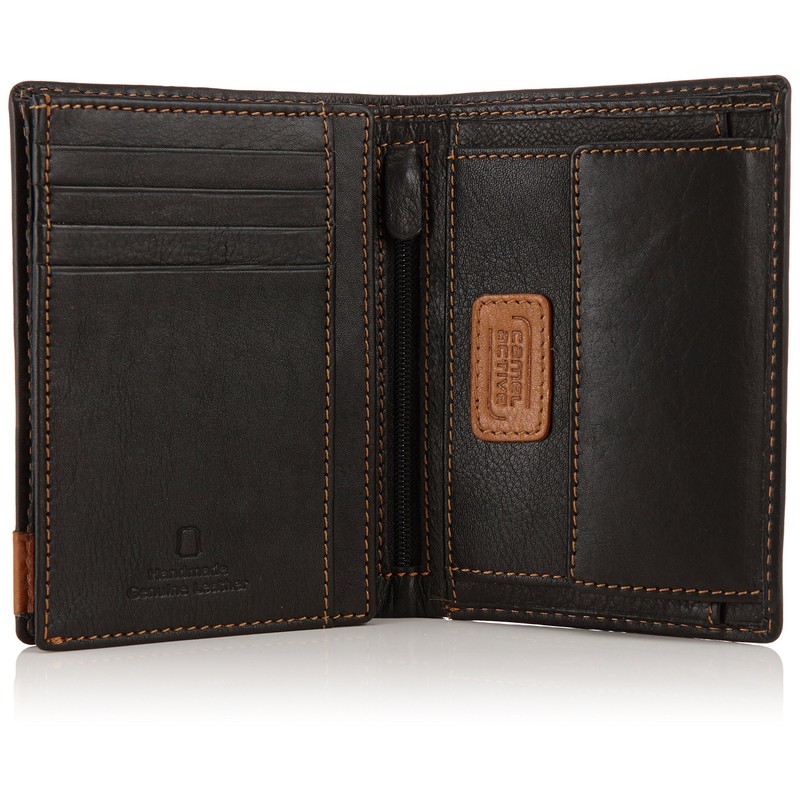 camel active California Herren Geldbörse Hochformat Leder Mittelgroß Schwarz