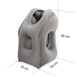 Hama Ergonomic Travel Pillow (Inflatable Pillow for Travel, Travel Pillow with Arms Openings) Grey, Large
