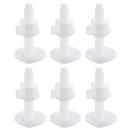 sourcing map 6Pcs Toilet Seat Hinges Screw, White Universal Plastic Toilet Seat Hinge Bolt Screw with Nuts and Washers for Fixing The Top Toilet Seat