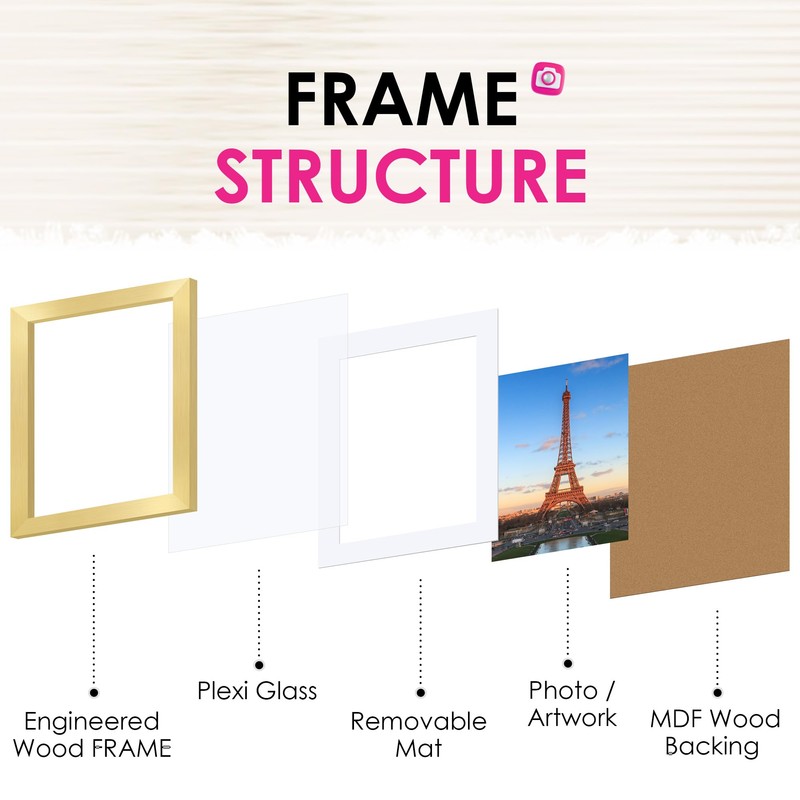 FIXSMITH 8x10 Picture Frame Bulk-4 Pack, Gold Picture Frames Collage