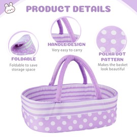 BABESIDE 5 Pcs Reborn Baby Doll Bassinet for 17-22 Inch Baby Dolls, Soft Baby Doll Crib Bed Accessories fit Newborn Baby Doll Girl, Purple