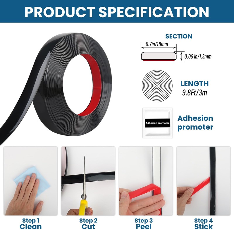 Yskzyz Peel and Stick Molding Trim Waterproof Mirror Tape Border