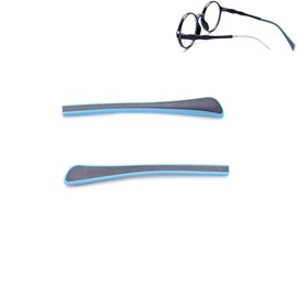 Children Eyeglass End Tips Square Hole Glasses Ear Sock Pieces Tube Eyewear Anti-Slip Rubber Comfort Replacement (Black/Blue)