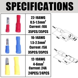 XINTAIHELE 188PCS Crimp Terminals Connectors Assortment Kit 22-16/16-14/12-10 AWG Insulated Waterproof Bullet Terminals Wire Connectors