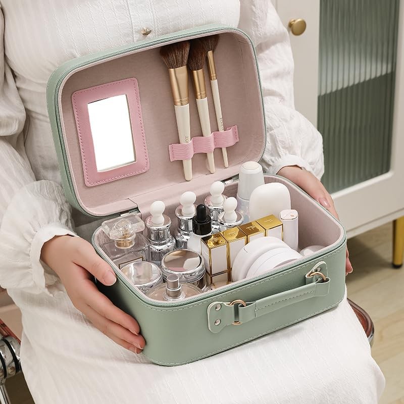 ZONADA Elegant PU Makeup Case with Ample Storage and Waterproof
