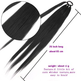 Ponytail Extensions 2 PCS Synthetic With Hair Tie Wrap Around Hair Braid Extensions Chignon Tail Rubber Band Hair Ring 26 Inch Ombre Braid DIY