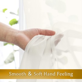 Aiyufeng Sheer Ivory Curtains 120 inches 2 Panels Set Extra Long Sheers, Classic Privacy Sheer Vertical Drapes for Farmhouse/French Door/Living Room, Rod Pocket, W40 x L120