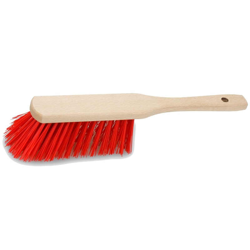Brushmann Wooden Hand Brush and Plastic Dustpan Set (Red Stiff