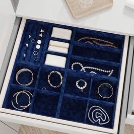 VaryFloral Navy Blue Curshed Velvet Wallpaper Self Adhesive Felt Fabric for Jewelry Box Shelves Royal Blue Soft Fabric Drawer Liner Wrap for Cabinets Flock Contact Paper Velvet Roll 11.8"x118"