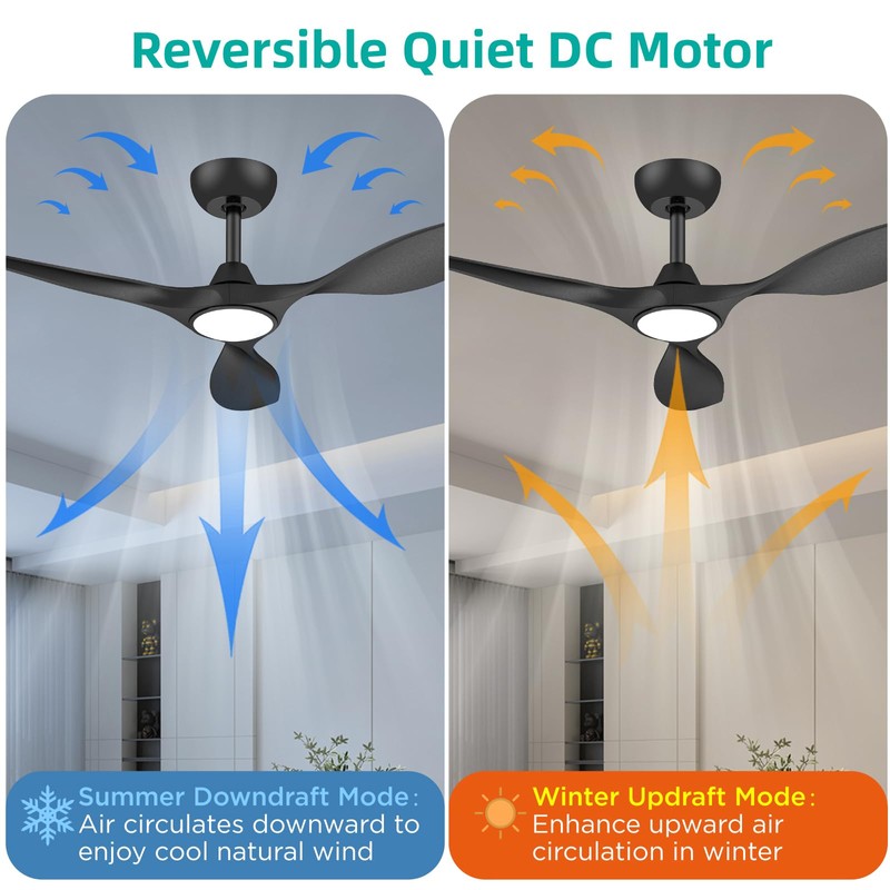 Roomratv 42 Inch BLack Ceiling Fans with Lights, Remote Control,Reversible