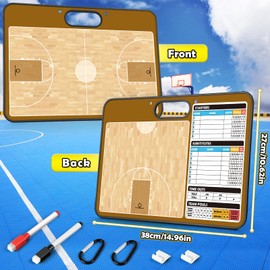Torlam Magnetic Basketball Coaching Board Basketball Clipboard Dry Erase for Coach, Basketball Whiteboard Clipboard Coaching Equipment Training Accessories Gear Kit with 24 Magnets, Double-Sided