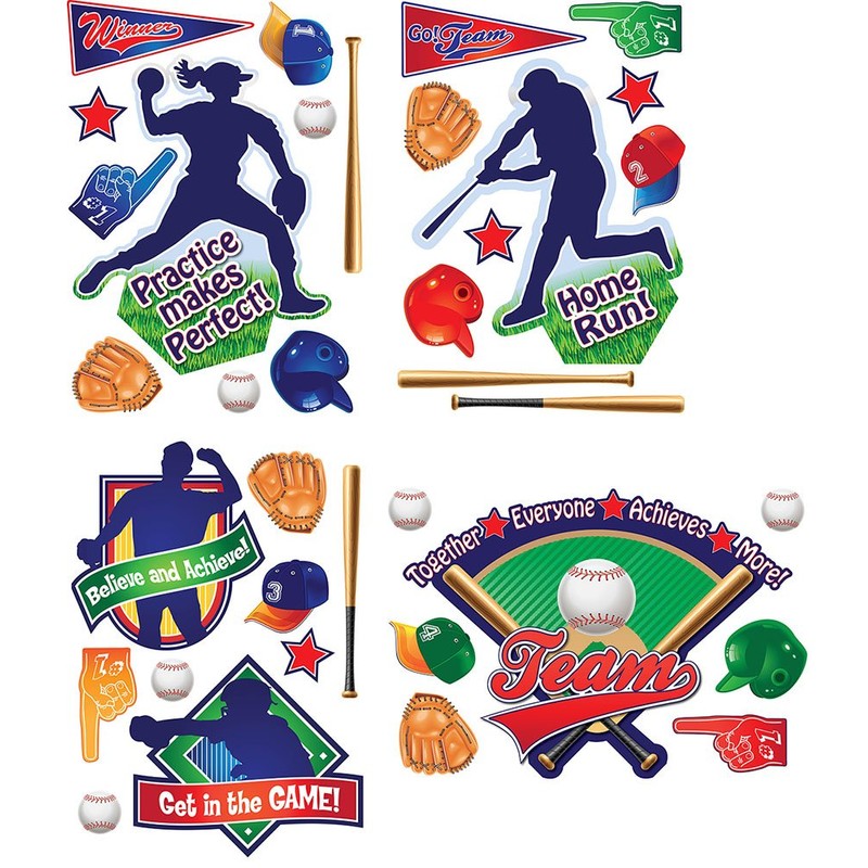 Eureka Classroom Supplies Baseball Fun Bulletin Board Set, 36 pcs