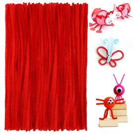 FirstKitchen Valentine's Craft Pipe Cleaners, 100pcs Red Pipe Cleaner Crafts, 0.23"X12" Red Rose Craft Chenilles Stems Pipe Cleaner, Craft Pipecleaners for DIY Arts Crafts and Cleaning