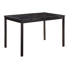 Lexicon Malaya Faux Marble Top Dining Table, 48" L x 30" W, Black