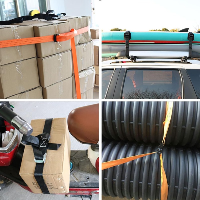 4 Pcs 2m x 25mm Ratchet Tie Down Straps Adjustable