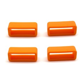 Aliotech 4pcs Rubber Leather Watch Band Strap Loops Silicone Orange Replacement Resin Watch Bands Keeper Holder Retainer(Orange, 20mm)