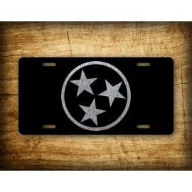 SignsAndTagsOnline.com Tennessee Flag Silhouette License Plate TN Silver Flag Brushed Aluminu Auto Tag