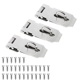 zDwfDc 3 Pack Door Lock Latch, 3 Inch Hasp Latch Stainless Steel Safety Padlock Latch, Extra Thick Gate Lock with 30PCS Screws DD030-3