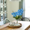 Blue Orchids Artificial Flowers, Faux Orchid in Glass Vase Real