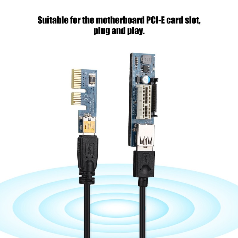 PCI-E 1X Extension Cable Cord Riser Card Power USB Extender