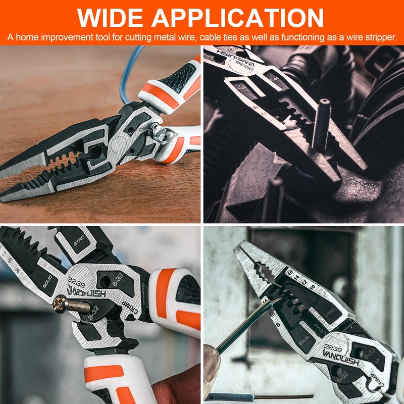VANQUISH 10-in-1 Long Nose Pliers, 8‘’ Multipurpose Combination Pliers Wire
