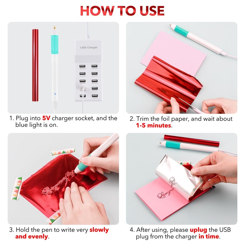 Hot Foil Roll & Hot Heated Foil Pens Set, Foil