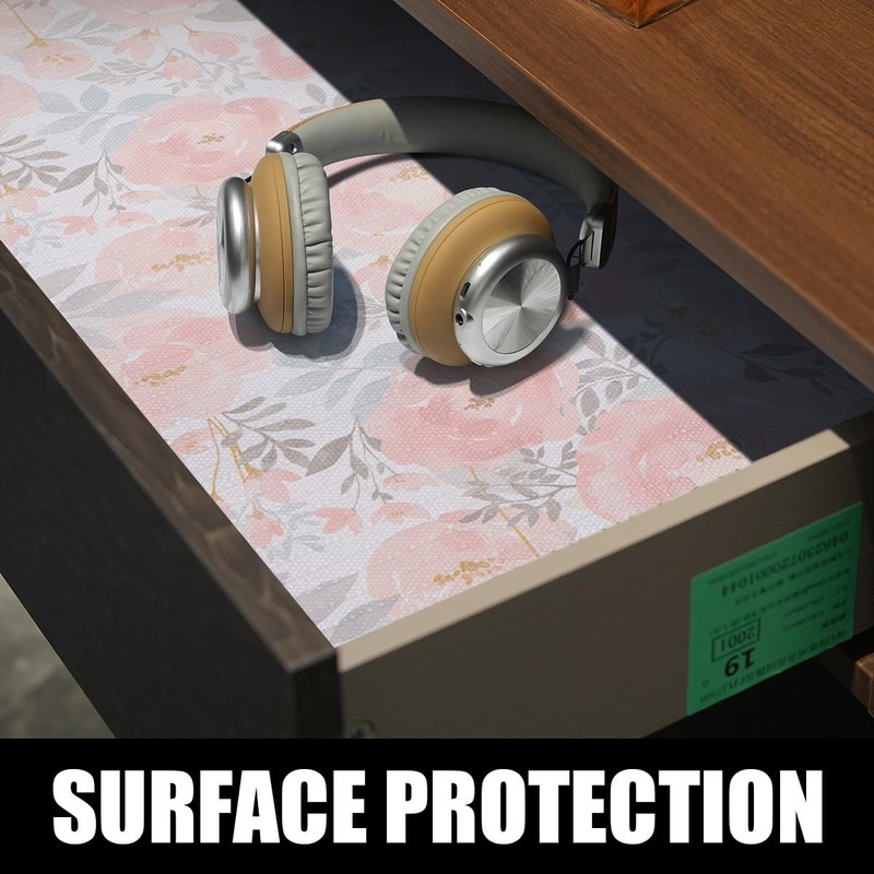 Amiitay Peony Shelf and Drawer Liner for Kitchen,Non-Adhesive and Strong