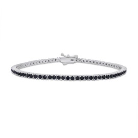 Black Moissanite Tennis Bracelet for Women, 18K White Gold Plated 2.5MM Stacking Dainty Wedding Bracelets for Brides 2.33 Ctw Size 7 inch